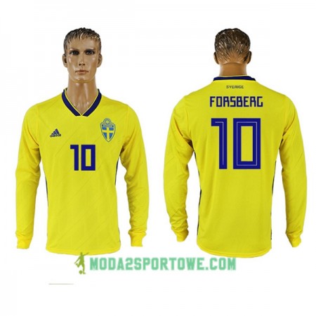 Koszulka Szwecja Forsberg 10 Mistrzostwa Świata 2018 Domowe Stroje Piłkarskie Długi Rękaw